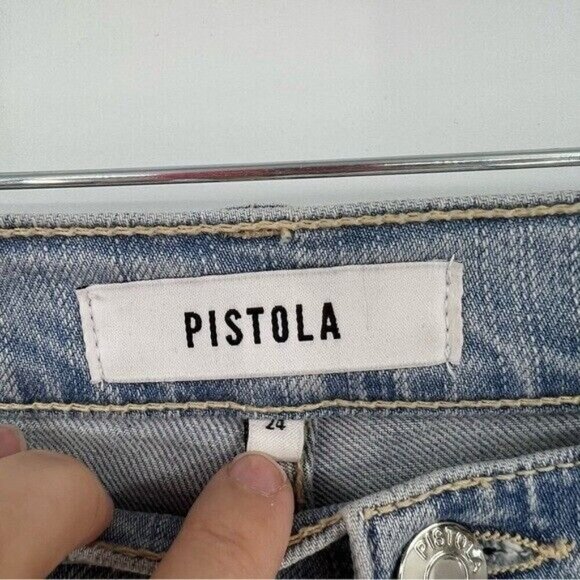 Pistola Silva High-Waisted Jeans 24 Barrel Leg Light Wash Trendy - Picture 7 of 10